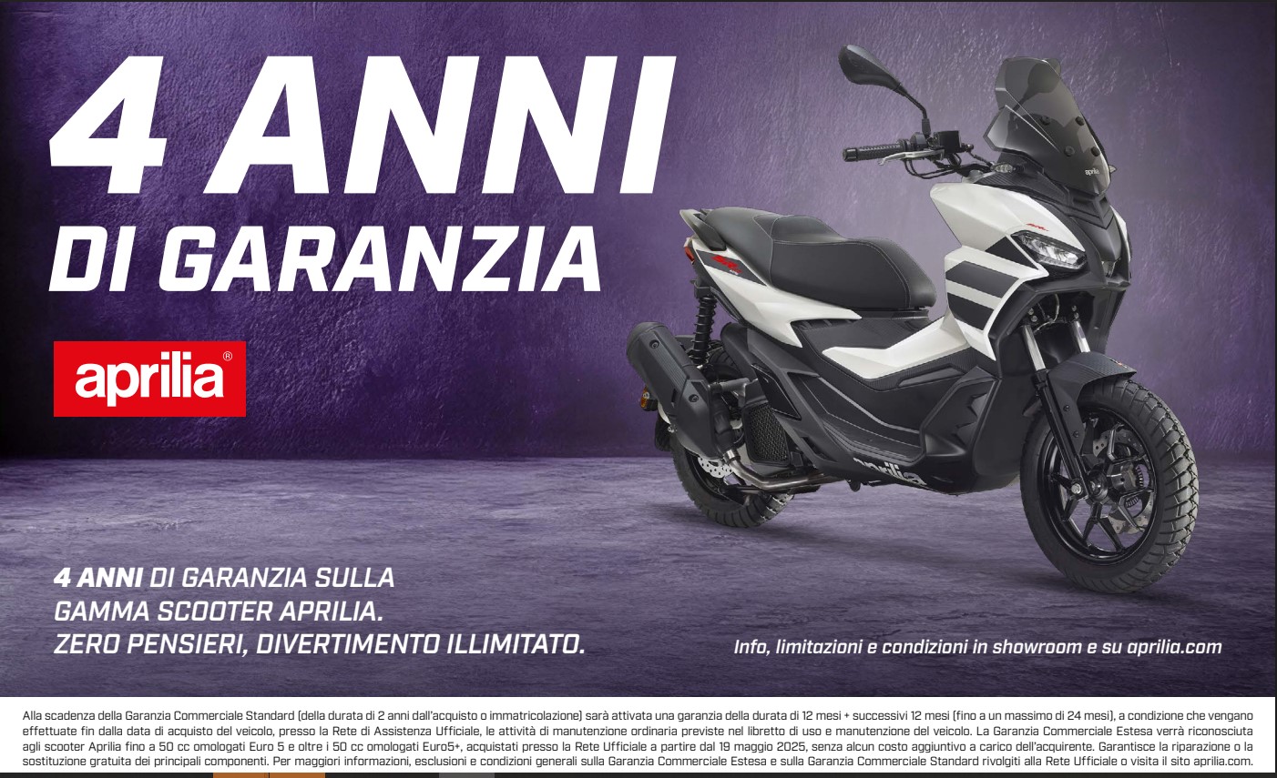 4 ANNI DI GARANZIA APRILIA SCOOTER